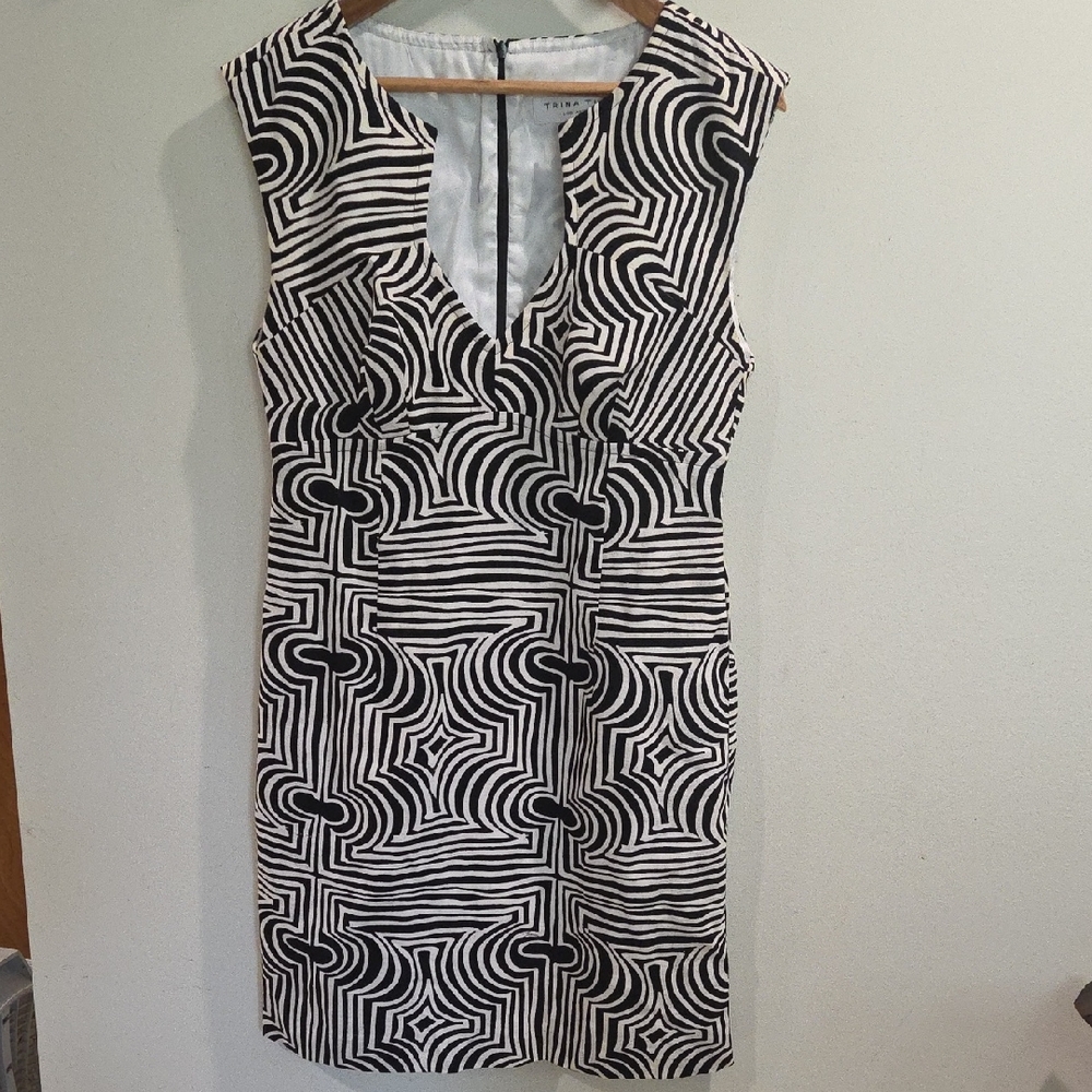 Trina Turk Black and White Geometric Mini Dress